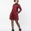 Unique Vintage Burgundy & Black Bats Baby Doll Dress