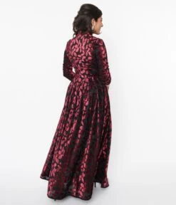 Unique Vintage Burgundy Velvet Burnout Floral Tallullah Duster -Pleaser Clothing Store unique vintage burgundy velvet burnout floral tallullah duster 425842
