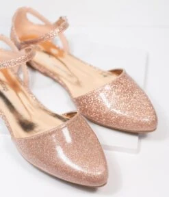 Unique Vintage Champagne Glitter Libby Flats -Pleaser Clothing Store unique vintage champagne glitter libby flats 870788