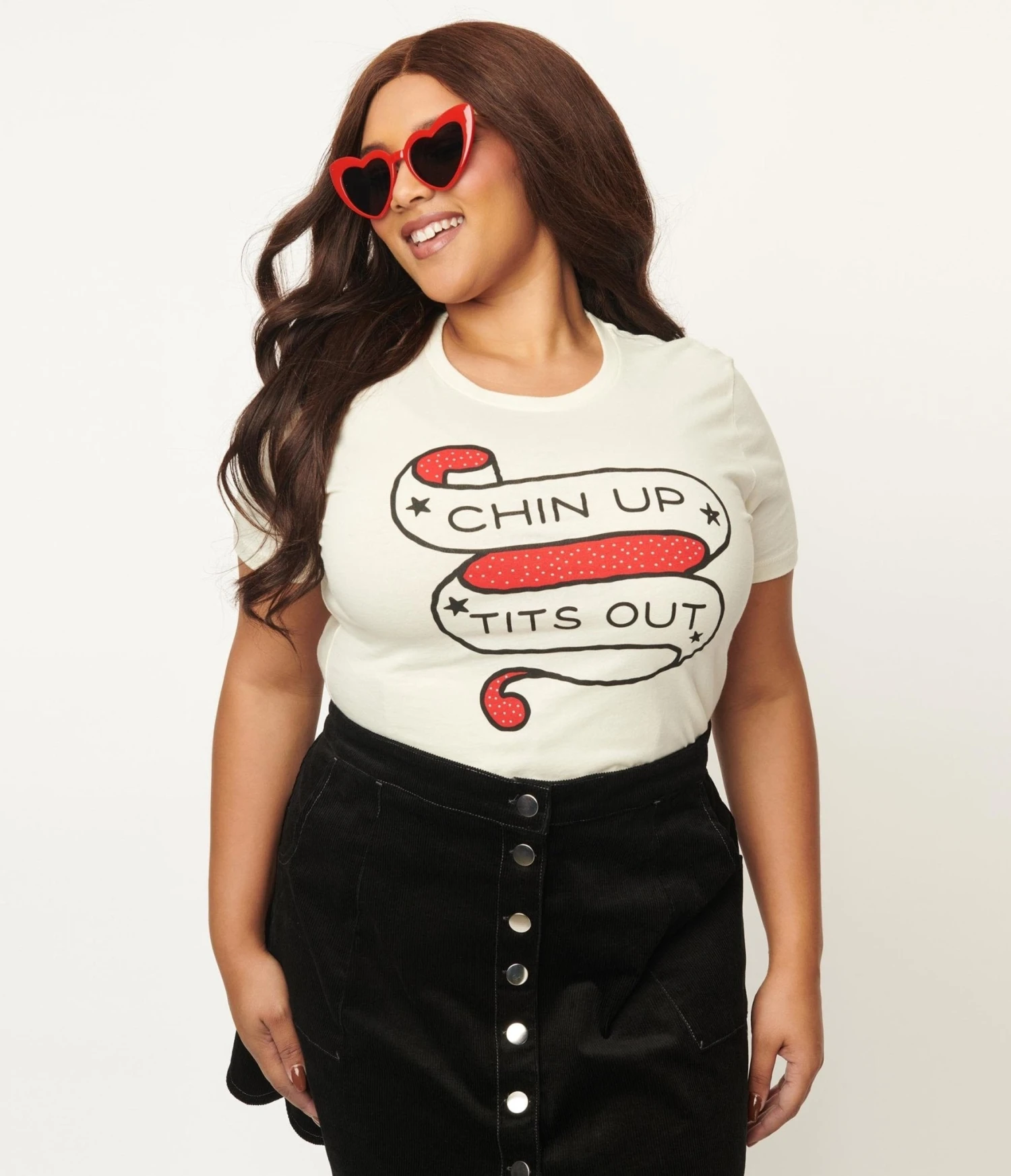 Unique Vintage Cream Chin Up Tits Out Womens Tee 5 Unique Vintage Cream Chin Up Tits Out Womens Tee - Image 5