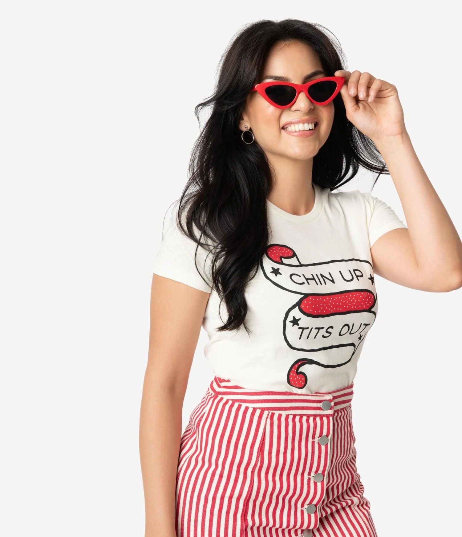 Unique Vintage Cream Chin Up Tits Out Womens Tee 3 Unique Vintage Cream Chin Up Tits Out Womens Tee - Image 3