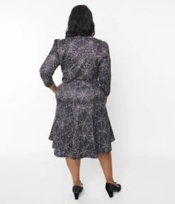 Unique Vintage Curve Black Spiderweb Swing Dress -Pleaser Clothing Store unique vintage curve black spiderweb swing dress 638276