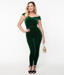 Unique Vintage Emerald Velvet Gillian Jumpsuit 8 Unique Vintage Emerald Velvet Gillian Jumpsuit -Pleaser Clothing Store unique vintage emerald velvet gillian jumpsuit 731601