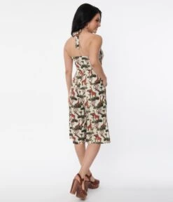 Unique Vintage Giraffe Print Halter Jumpsuit 8 Unique Vintage Giraffe Print Halter Jumpsuit -Pleaser Clothing Store unique vintage giraffe print halter jumpsuit 151570