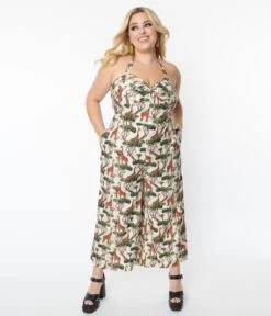 Unique Vintage Giraffe Print Halter Jumpsuit 9 Unique Vintage Giraffe Print Halter Jumpsuit -Pleaser Clothing Store unique vintage giraffe print halter jumpsuit 741647