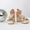 Unique Vintage Gold Deco Platform Heels