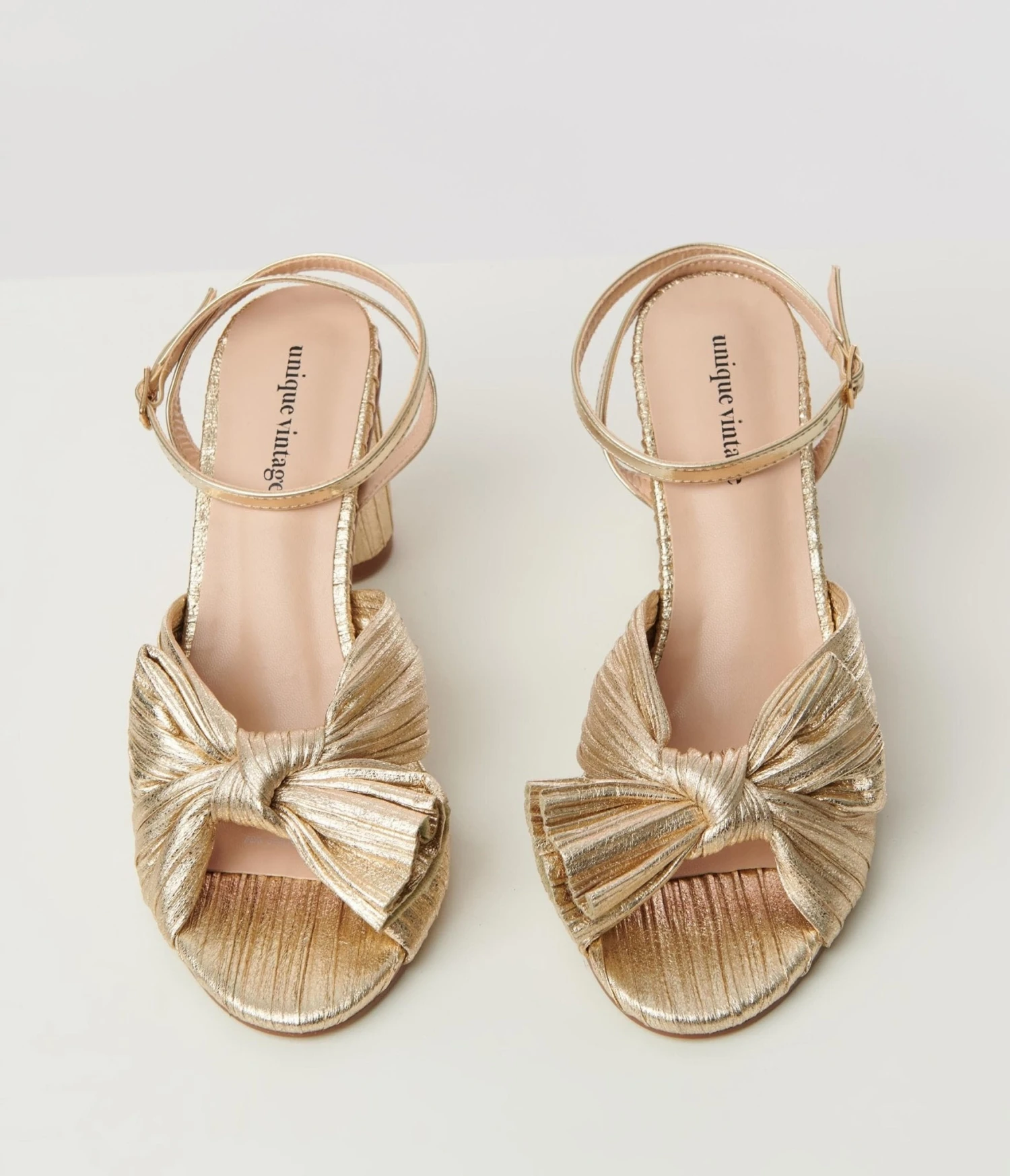 Unique Vintage Golden Slingback Bow Heel 5 Unique Vintage Golden Slingback Bow Heel - Image 5