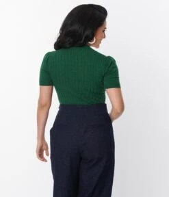 Unique Vintage Green & Ivory Western Floral Embroidered Park City Sweater 8 Unique Vintage Green & Ivory Western Floral Embroidered Park City Sweater -Pleaser Clothing Store unique vintage green ivory western floral embroidered park city sweater 601034