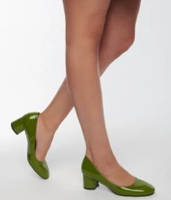 Unique Vintage Green Patent Block Heels 9 Unique Vintage Green Patent Block Heels -Pleaser Clothing Store unique vintage green patent block heels 117890
