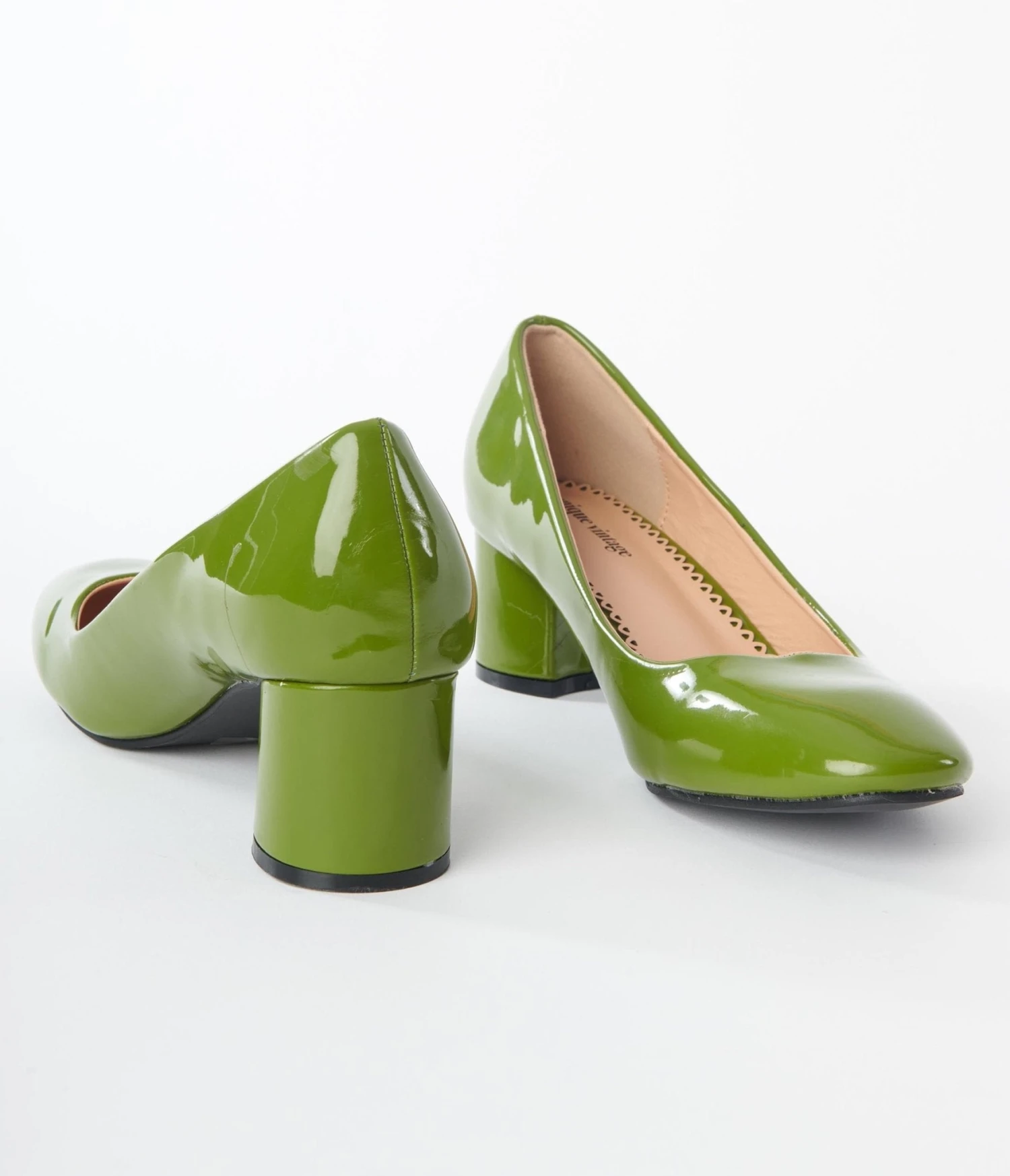 Unique Vintage Green Patent Block Heels 3 Unique Vintage Green Patent Block Heels - Image 3