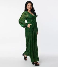 Unique Vintage Green Spider Web Maxi Dress -Pleaser Clothing Store unique vintage green spider web maxi dress 639831