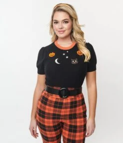 Unique Vintage Halloween Cable Embroidered Sweater