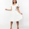 Unique Vintage Ivory Capelet Swing Dress