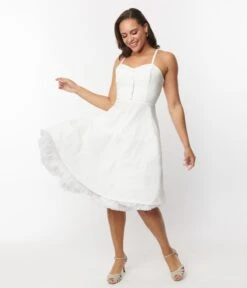 Unique Vintage Ivory Capelet Swing Dress -Pleaser Clothing Store unique vintage ivory capelet swing dress 832774