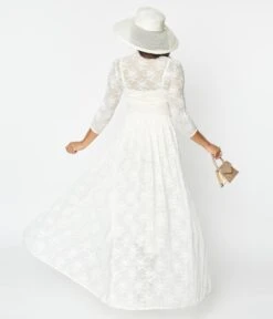 Unique Vintage Ivory Floral Lace Bridal Tallullah Duster -Pleaser Clothing Store unique vintage ivory floral lace bridal tallullah duster 374521