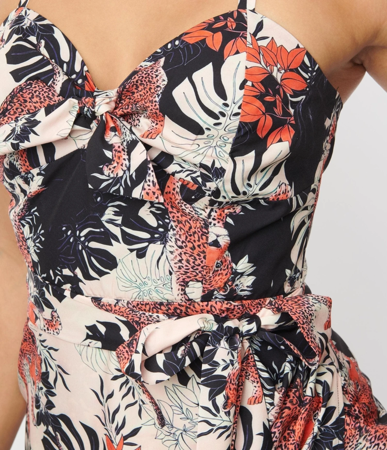 Unique Vintage Jungle Cat Print Leilani Sarong Dress 2 Unique Vintage Jungle Cat Print Leilani Sarong Dress - Image 2