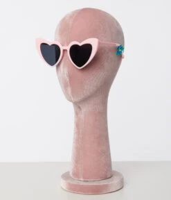 Unique Vintage Light Pink Heart Sunglasses -Pleaser Clothing Store unique vintage light pink heart sunglasses 632707