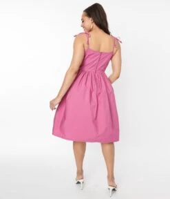 Unique Vintage Mauve Fish Embroidered Bobbie Swing Dress 8 Unique Vintage Mauve Fish Embroidered Bobbie Swing Dress -Pleaser Clothing Store unique vintage mauve fish embroidered bobbie swing dress 841826