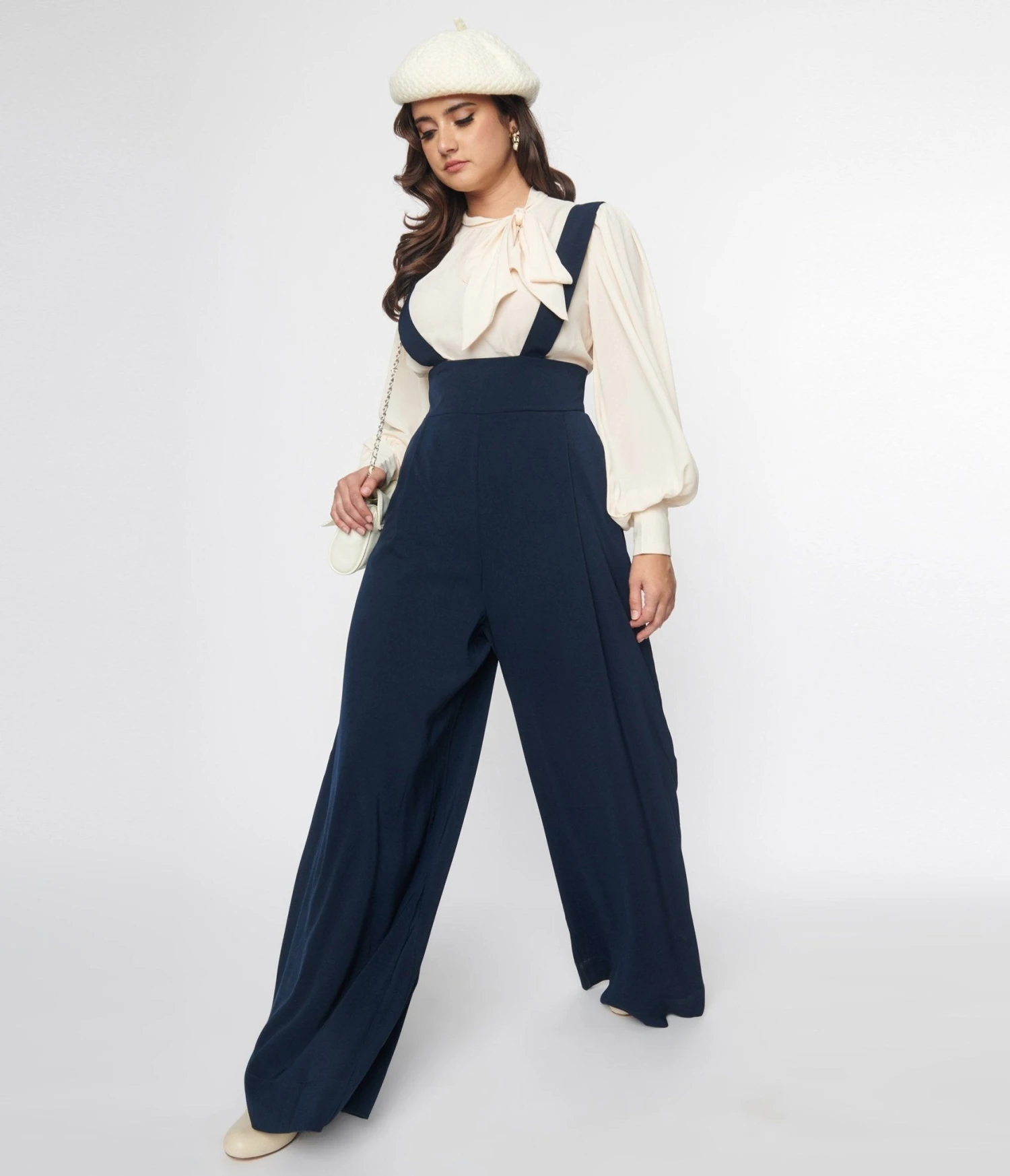 Unique Vintage Navy Blue Rochelle Suspender Pants 3 Unique Vintage Navy Blue Rochelle Suspender Pants - Image 3