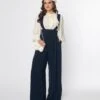 Unique Vintage Navy Blue Rochelle Suspender Pants