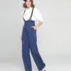 Unique Vintage Navy & White Pinstripe Thelma Suspender Pants