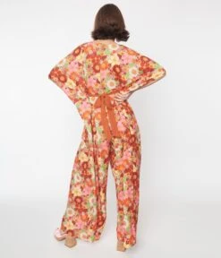 Unique Vintage Orange Flower Bunch Caftan Jumpsuit -Pleaser Clothing Store unique vintage orange flower bunch caftan jumpsuit 773957
