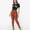 Unique Vintage Orange Plaid Rizzo Cigarette Pants