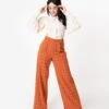 Unique Vintage Orange Windowpane High Waist Ginger Pants