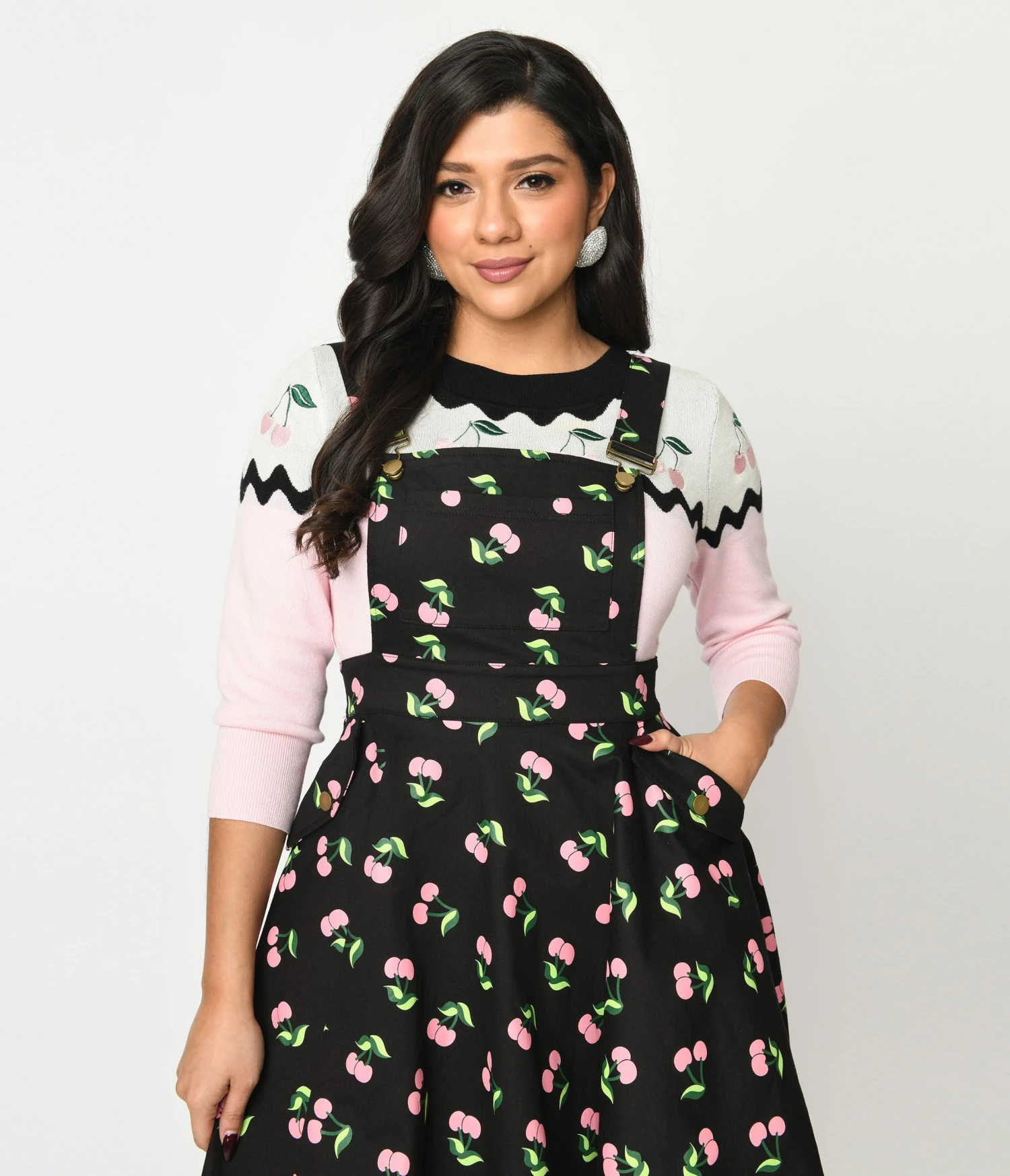 Unique Vintage Pink & Black Cherry Sweater 2 Unique Vintage Pink & Black Cherry Sweater - Image 2