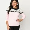 Unique Vintage Pink & Black Cherry Sweater