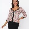 Unique Vintage Pink & Cherry Hearts Cardigan