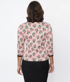 Unique Vintage Pink & Cherry Hearts Cardigan -Pleaser Clothing Store unique vintage pink cherry hearts cardigan 953208