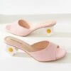Unique Vintage Pink Daisy Mule Kitten Heels