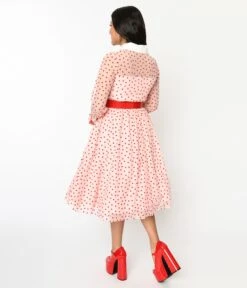 Unique Vintage Pink & Red Flocked Hearts Tulle Swing Dress 5 Unique Vintage Pink & Red Flocked Hearts Tulle Swing Dress -Pleaser Clothing Store unique vintage pink red flocked hearts tulle swing dress 890754