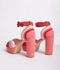 Unique Vintage Pink Suede Peep Toe Platform Heels -Pleaser Clothing Store unique vintage pink suede peep toe platform heels 408023