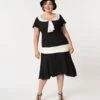 Unique Vintage Plus Size 1920s Black & Cream Wilshire Flapper Day Dress