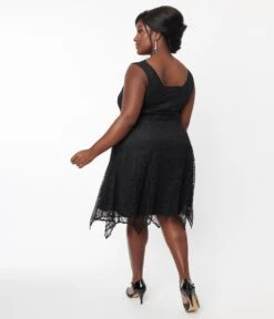 Unique Vintage Plus Size 1920s Black Lace Hemingway Flapper Dress -Pleaser Clothing Store unique vintage plus size 1920s black lace hemingway flapper dress 148168