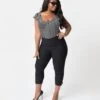 Unique Vintage Plus Size 1950s Black High Waist Rachelle Capri Pants