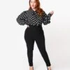 Unique Vintage Plus Size 1950s Black High Waist Rizzo Cigarette Pants