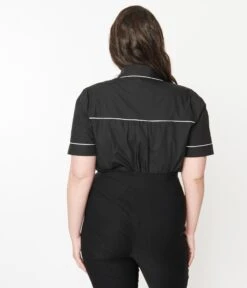 Unique Vintage Plus Size Black Heart Pocket Top -Pleaser Clothing Store unique vintage plus size black heart pocket top 835560
