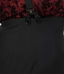 Unique Vintage Plus Size Black High Waist Suspender Pants 7 Unique Vintage Plus Size Black High Waist Suspender Pants -Pleaser Clothing Store unique vintage plus size black high waist suspender pants 122855