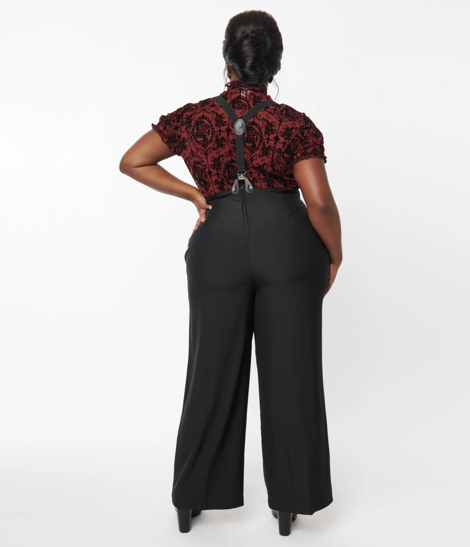 Unique Vintage Plus Size Black High Waist Suspender Pants 2 Unique Vintage Plus Size Black High Waist Suspender Pants - Image 2