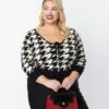 Unique Vintage Plus Size Black & Ivory Houndstooth Dandy Cardigan