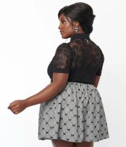 Unique Vintage Plus Size Black Lace Addison Blouse -Pleaser Clothing Store unique vintage plus size black lace addison blouse 717532