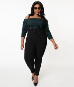 Unique Vintage Plus Size Black Moorehead Skinny Suspender Pants 9 Unique Vintage Plus Size Black Moorehead Skinny Suspender Pants -Pleaser Clothing Store unique vintage plus size black moorehead skinny suspender pants 572642