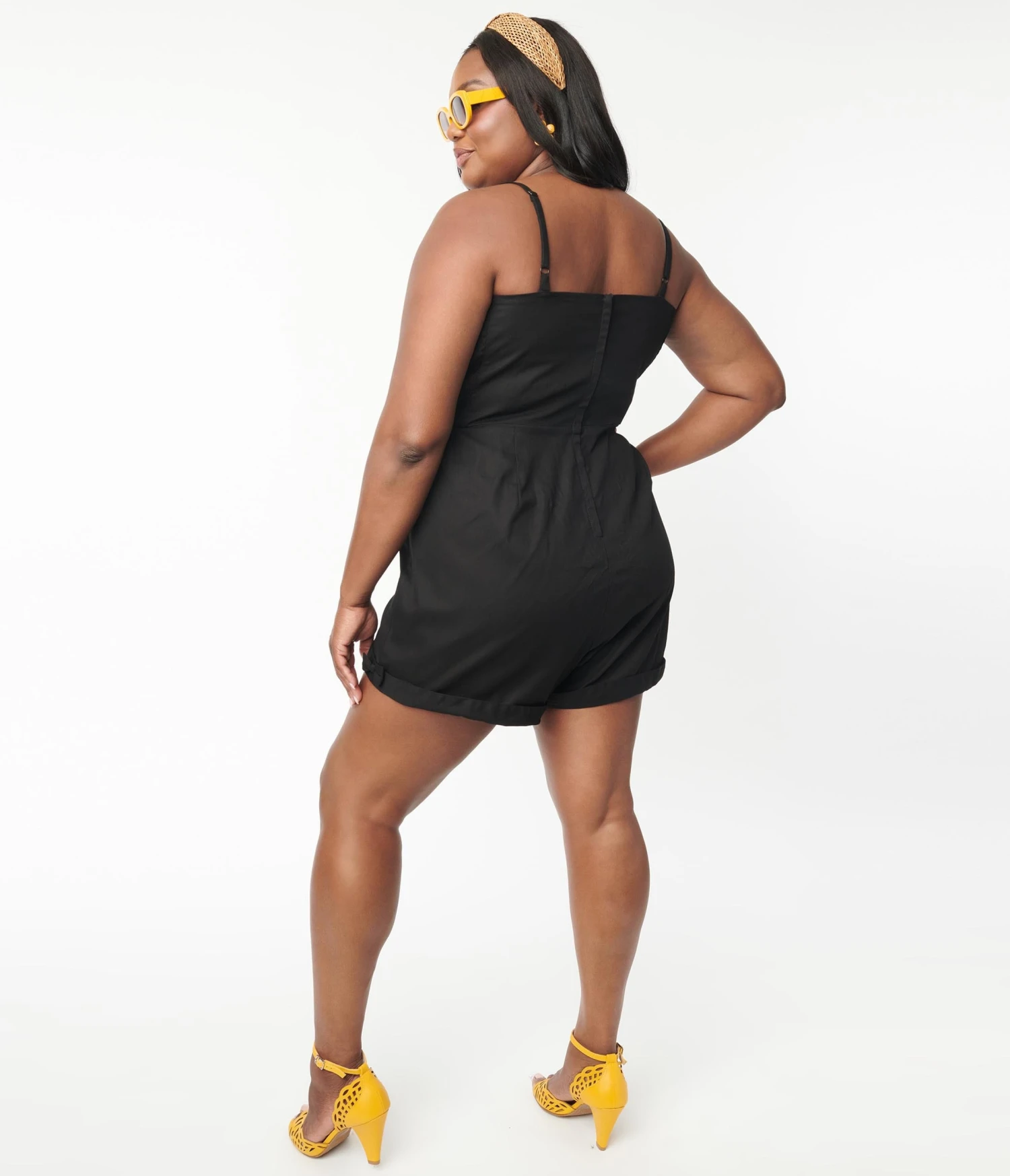 Unique Vintage Plus Size Black Ossining Romper 2 Unique Vintage Plus Size Black Ossining Romper - Image 2