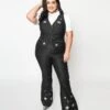 Unique Vintage Plus Size Black Stars & Music Notes Flare Jeans