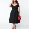 Unique Vintage Plus Size Black Sweetheart Midge Swing Dress