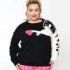 Unique Vintage Plus Size Black & White Cat Long Sleeve Sweater