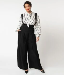 Unique Vintage Plus Size Black Wide Leg Rochelle Suspender Pants 9 Unique Vintage Plus Size Black Wide Leg Rochelle Suspender Pants -Pleaser Clothing Store unique vintage plus size black wide leg rochelle suspender pants 929078